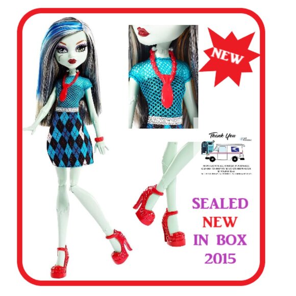 Monster High Frankie Stein Doll Sealed NIB 2015 Mattel🆕FAST😮‍💨⚡🚚